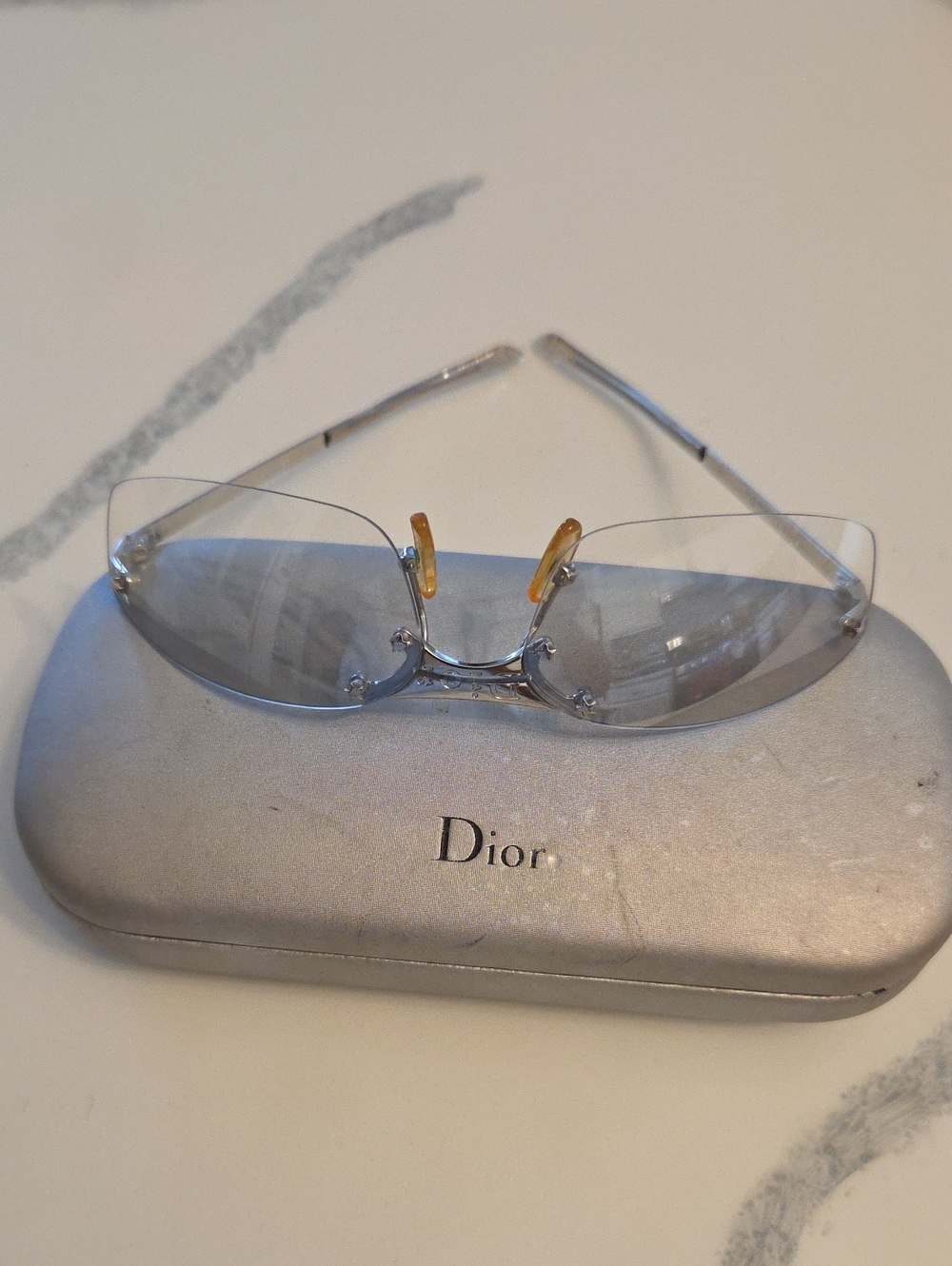 Dior Rimless Sunglasses with Silver Frames and Clear Lenses
